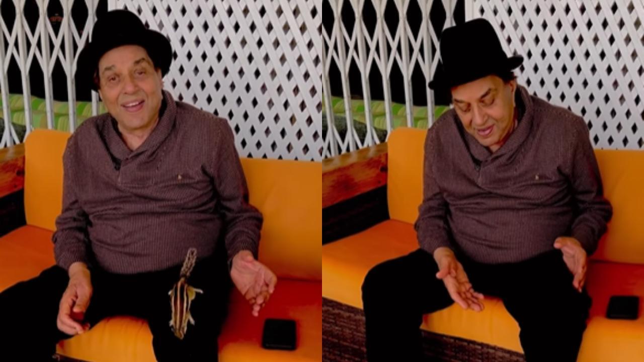 'We should learn from these creatures': A cute squirrel runs up Dharmendra's leg, watch video