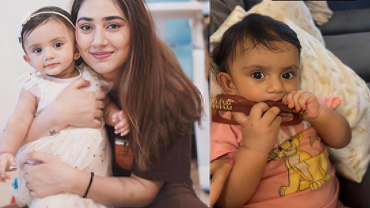 Disha Parmar and Rahul Vaidya's daughter Navya plays with sunglasses