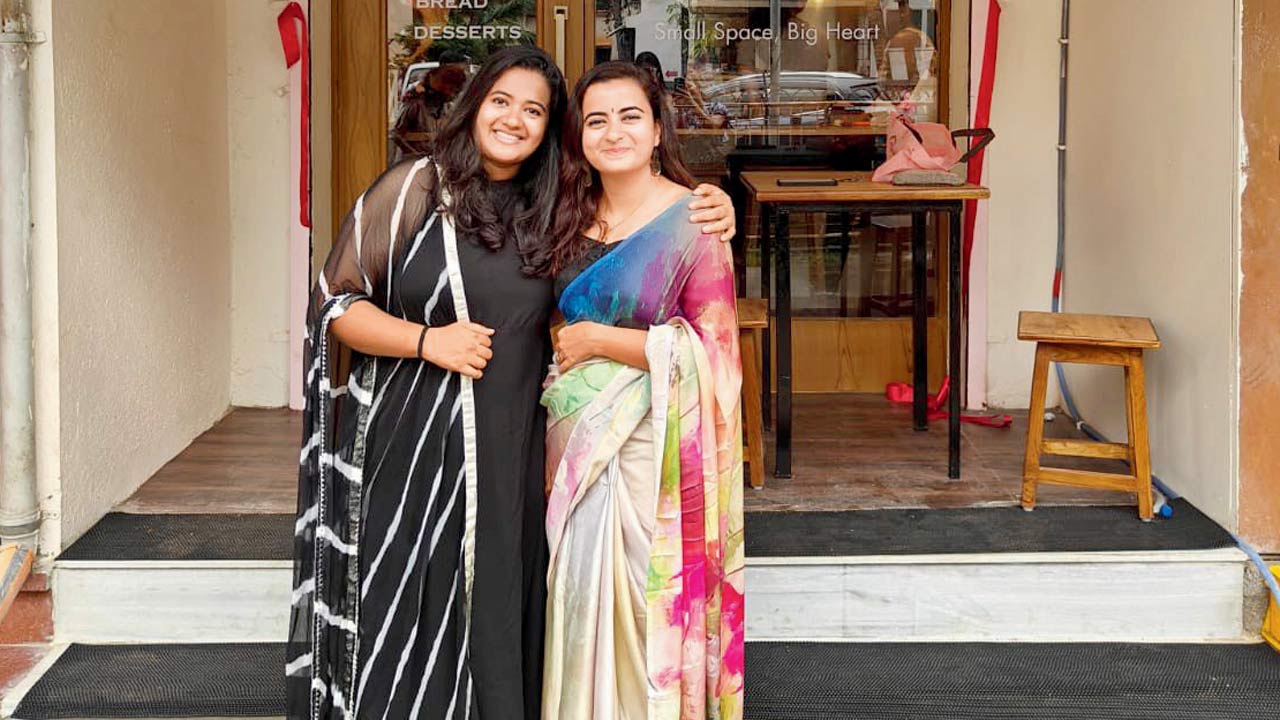 Kadambari and Jessica Julius Lobo at the new café in Vasai