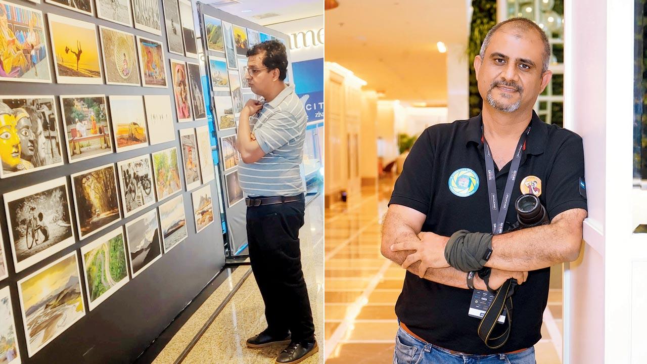 A visitor at the exhibition; (right) Anurag K