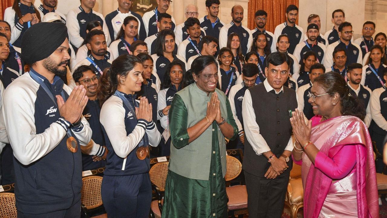She earned bronze in both the women's 10m air pistol and the 10m air pistol mixed team event, alongside Sarabjot Singh, who was also in attendance
