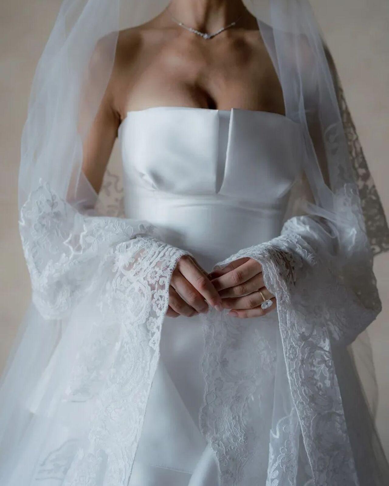 A closer look at Amy's stunning wedding gown