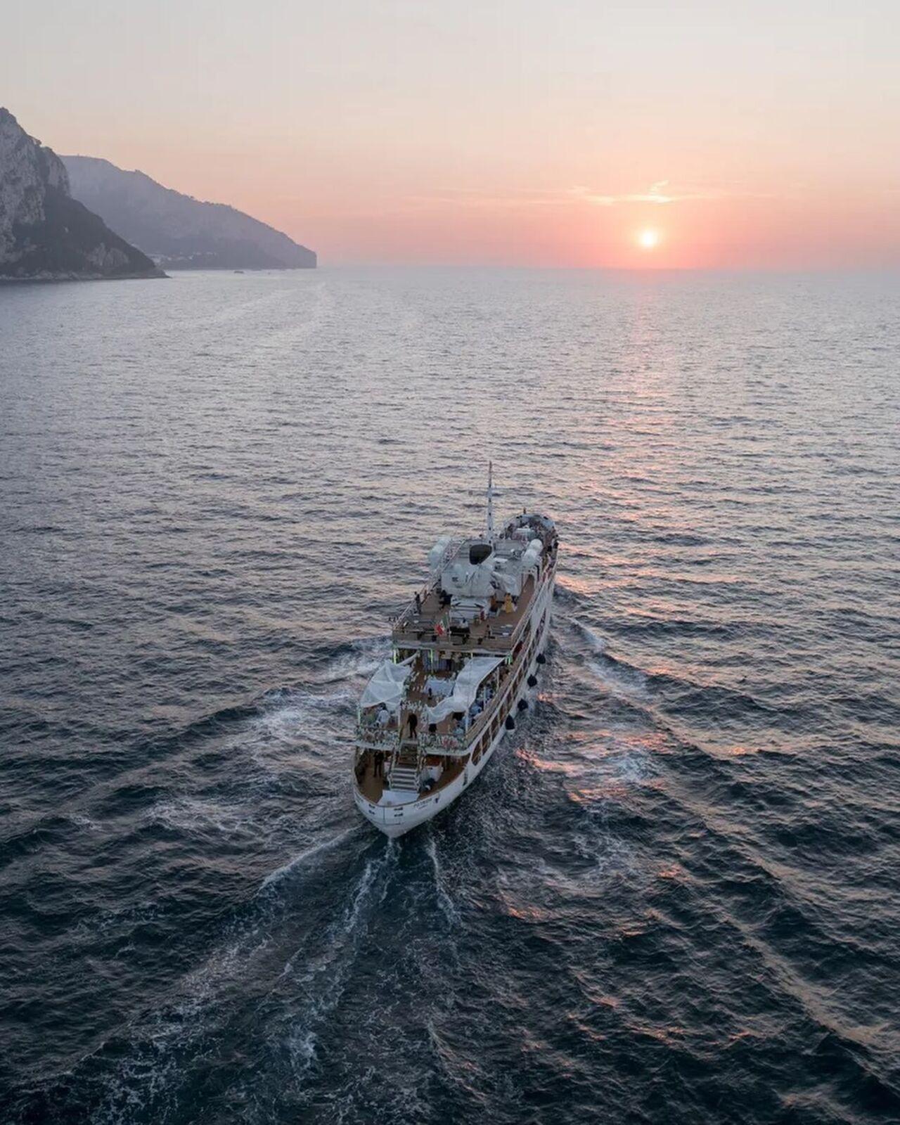The intimate affair was held on a cruise ship where the couple and their close friends partied all night. They wrote in the caption, The Welcome Party (Italy). Let the fun begin! We set sail along the Amalfi Coast with all our friends and family aboard. It was the perfect start to our Love Story Weekend as the sun set behind the Faraglioni Rocks. To our incredible wedding planners, Costanza @biancobouquetweddings and Giada @elitevillas.it - your hard work and attention to detail set the tone beautifully for our first day of celebrations. Thank you.”