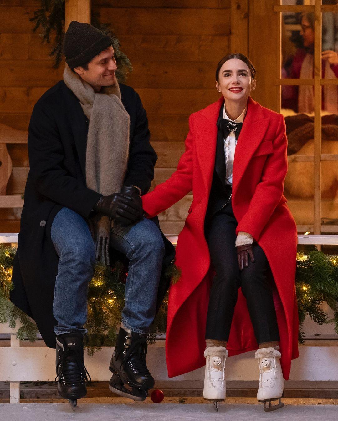 Emily wears a Charade-inspired ski outfit during a trip to the Alps in Part 2.