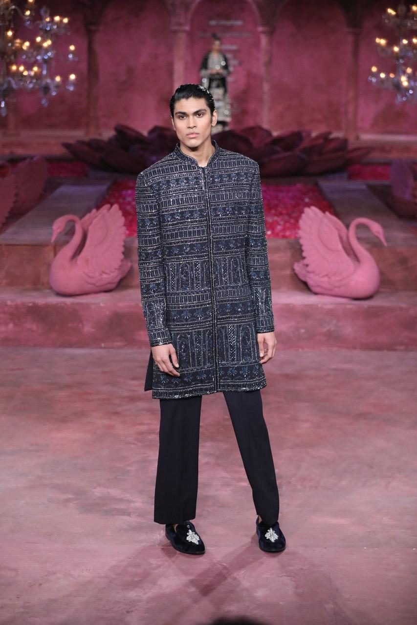 The designer duo unveiled their latest collection 'Rang Mahal' in collaboration with Swadesh, a brand that champions India's rich textile heritage and artisanal craftsmanship. 
