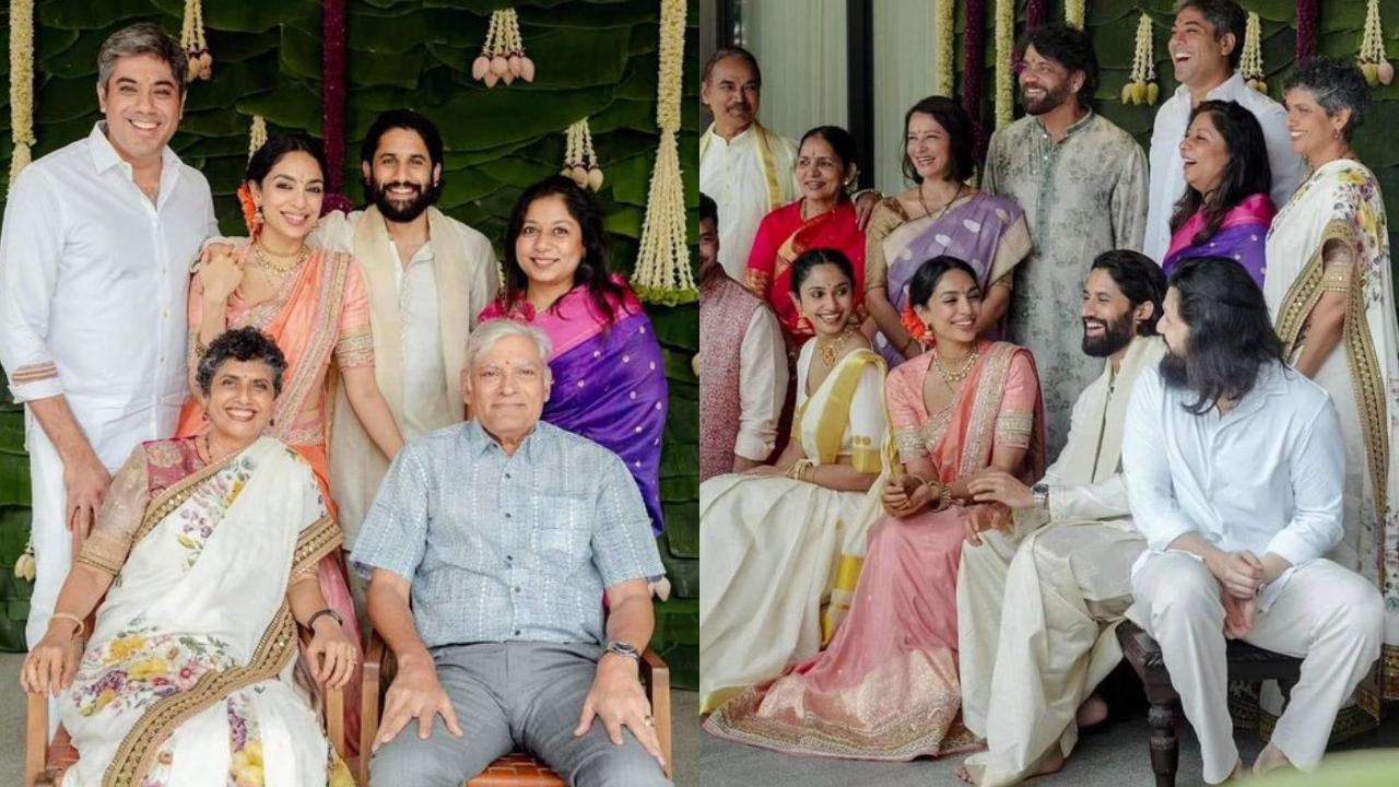 Naga Chaitanya's mother Lakshmi, siblings Amala and Akhil share happy moments with Sobhita Dhulipala's parents in new pics from engagement