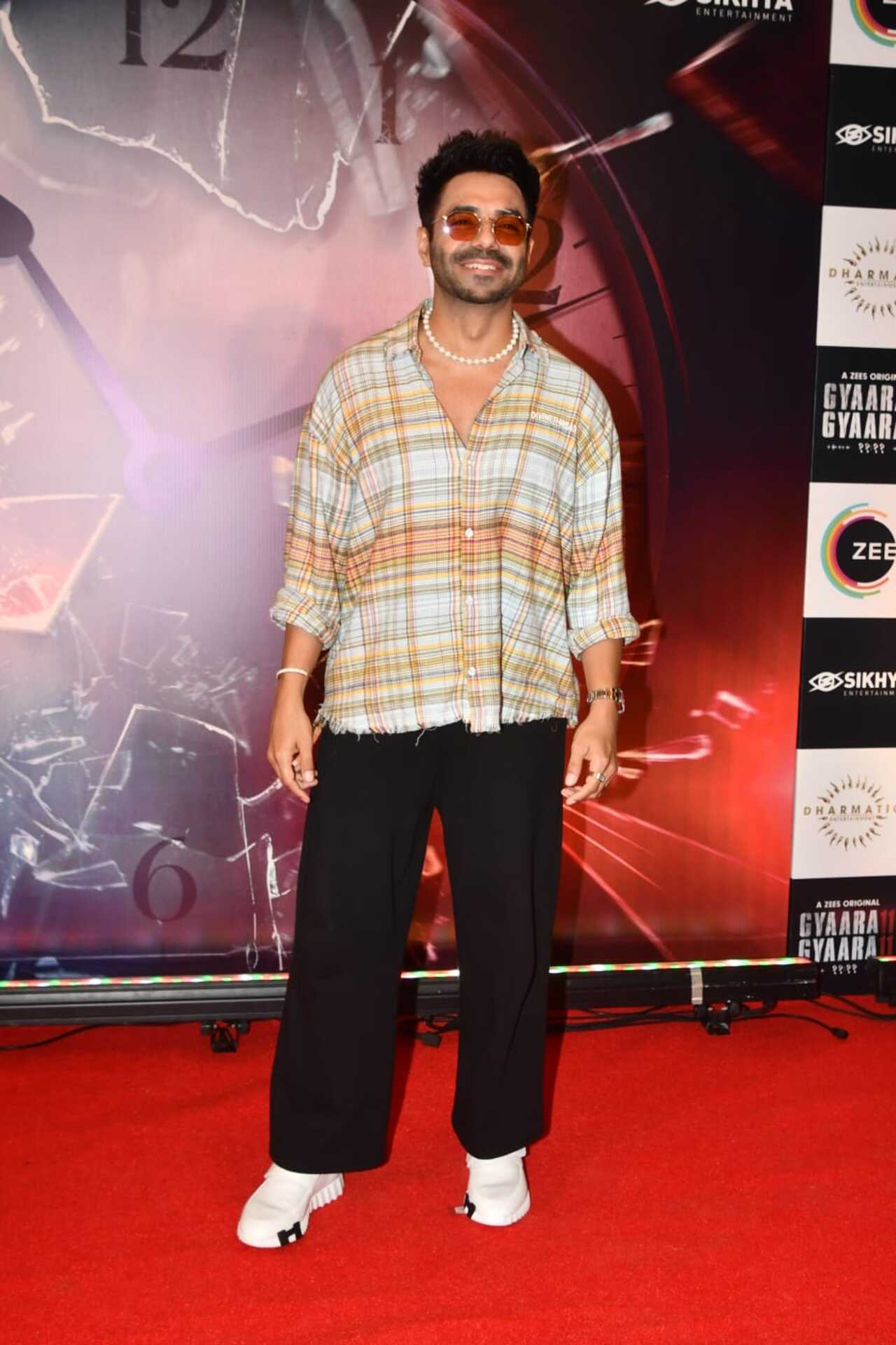 Actor Aparshakti Khurana also turned heads in his uber-cool look accessorized with a choker necklace and sunglasses. 