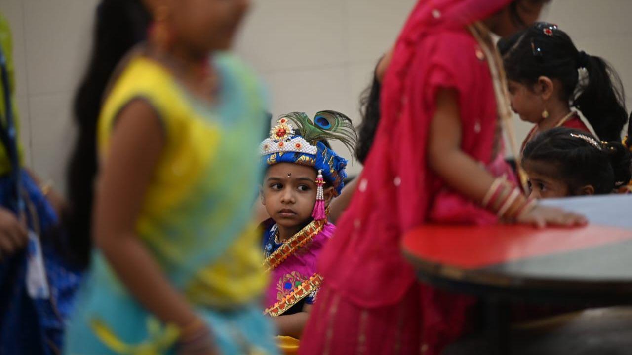 Students of Sane Guruji School in Dadar celebrated Janmashtami, participating in rituals and festivities that honour the birth of Lord Krishna, embodying the spirit of devotion and joy associated with the festival.