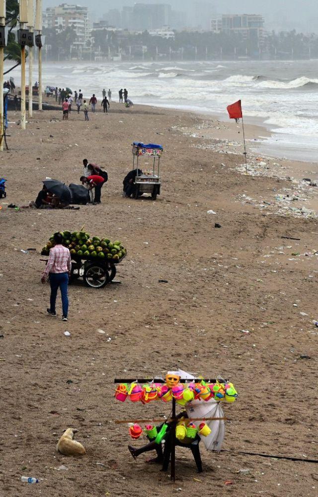 Juhu beach looks deserted amid high tide