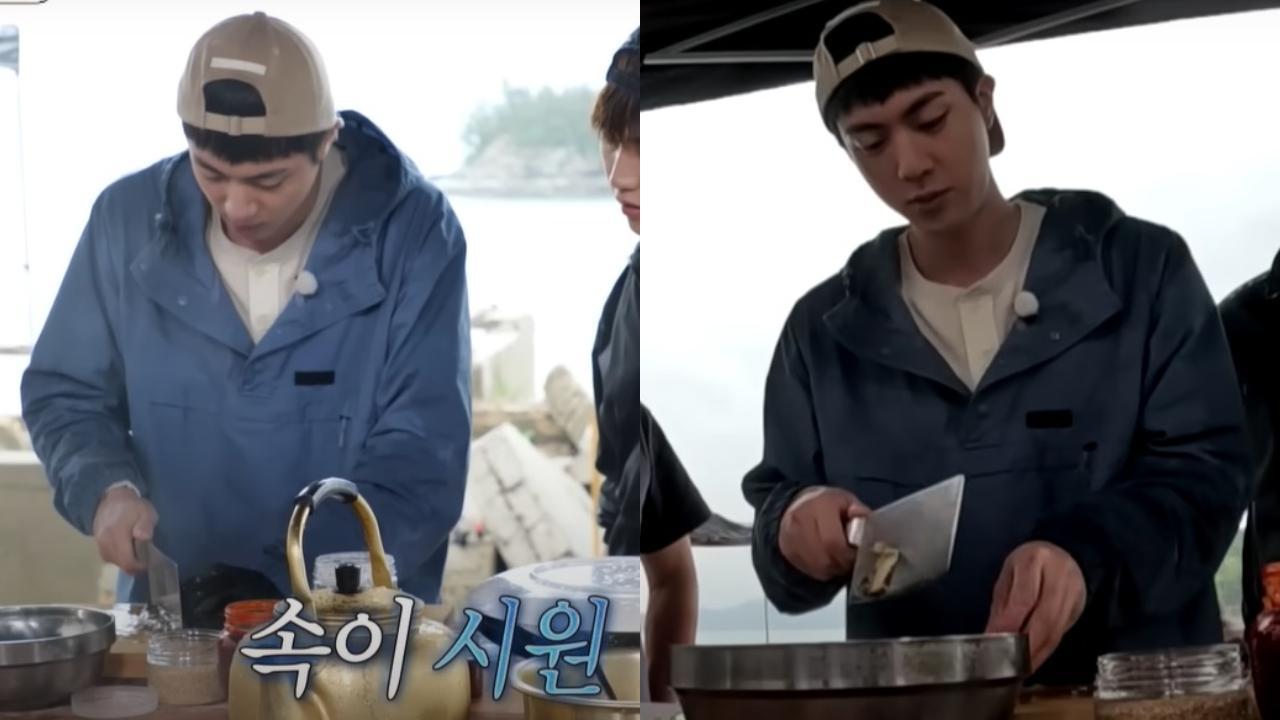 BTS: Jin demonstrates incredible knife skills as he cooks conch - watch video