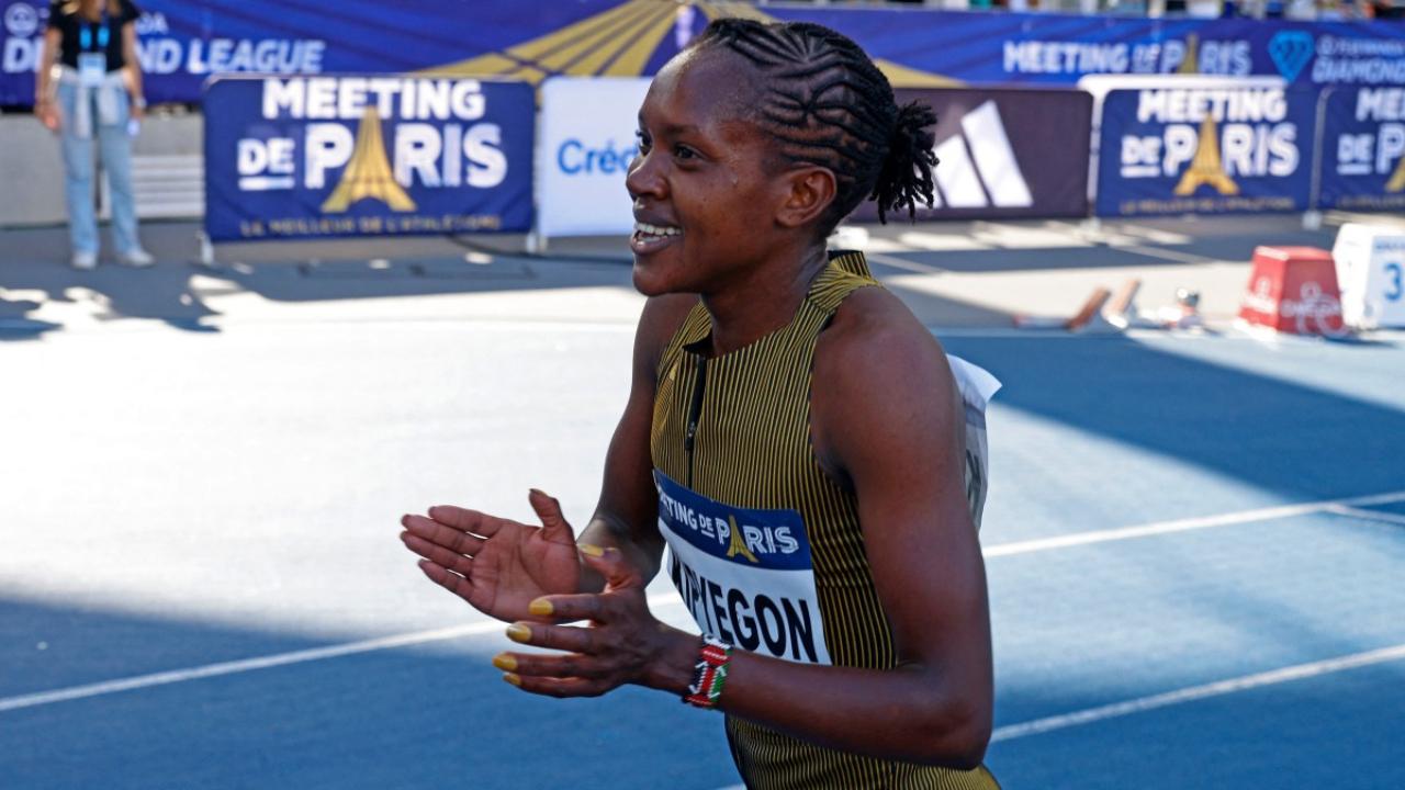 Kipyegon was celebrating her medal victory before getting disqualified