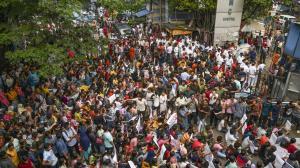Junior doctors protest against the alleged rape and murder of a trainee doctor at Kolkatas RG Kar Medical College and Hospital PTI
