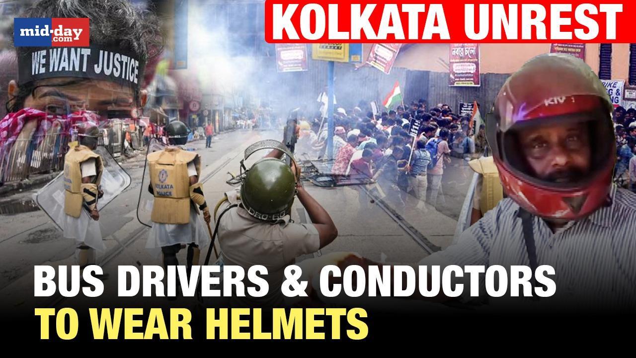  Bus drivers & conductors instructed to wear helmets amid Bengal Bandh - WATCH