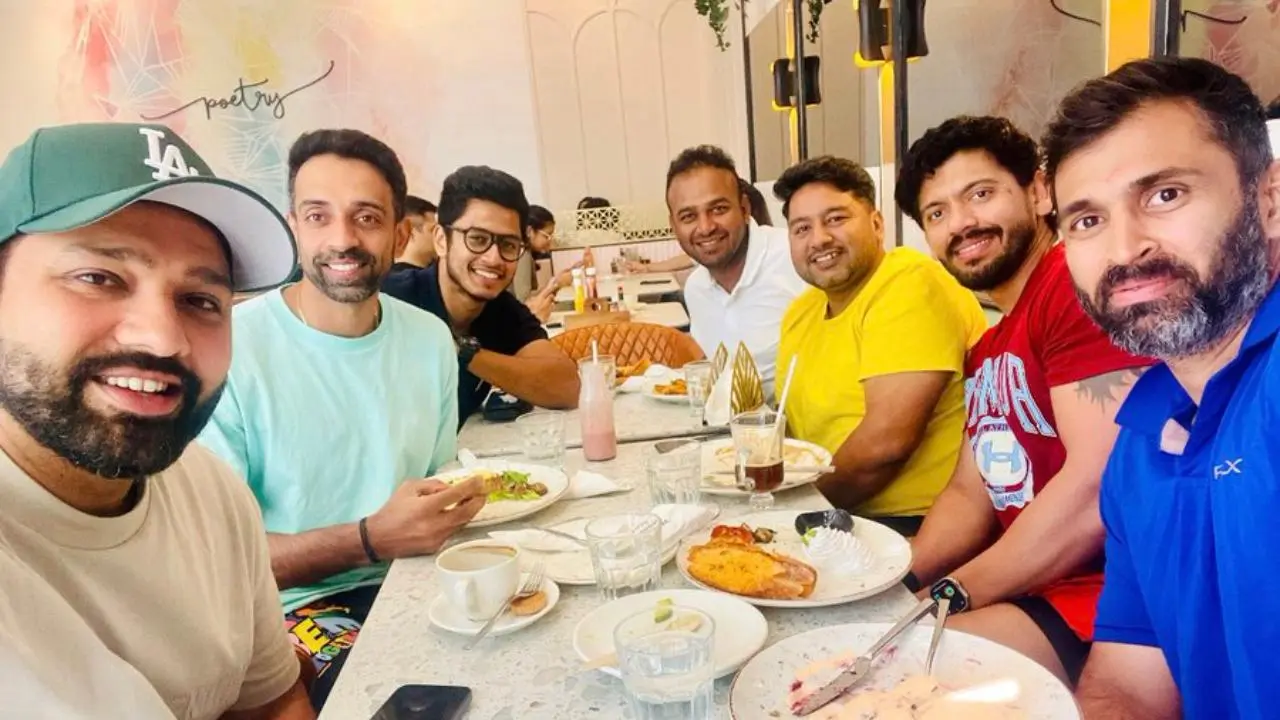Team India captain Rohit Sharma and coach Abhishek Nayar share meal in off-season