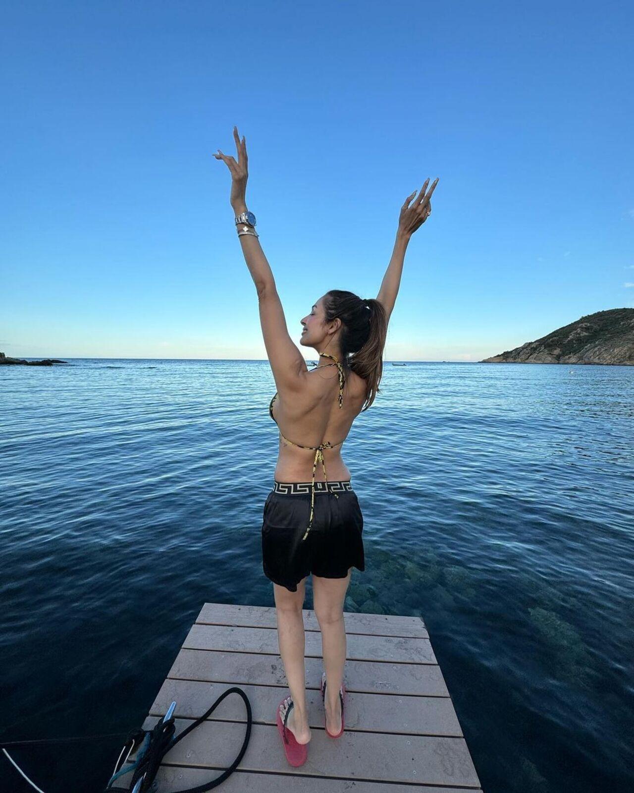 She took her Instagram followers off-guard by posting this stunning picture in black swimwear. 