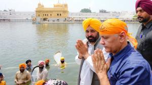 IN PHOTOS: Manish Sisodia prays for Arvind Kejriwal’s release at Golden Temple