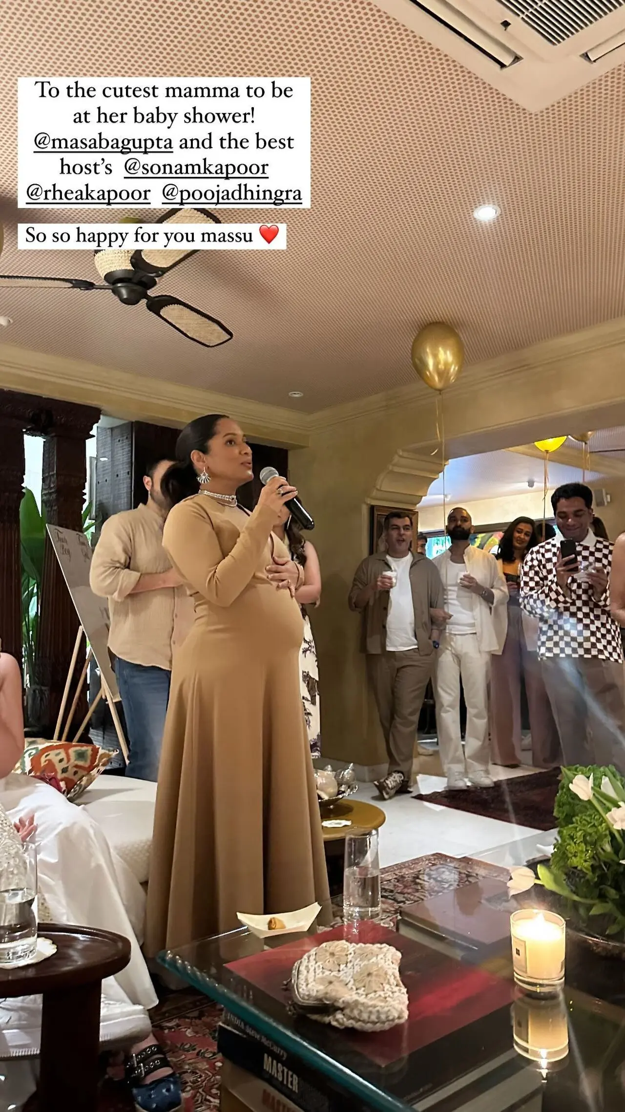 Fashion designer Masaba Gupta and actor Satyadeep Misra, who are soon to embrace parenthood, hosted an intimate baby shower on Sunday.