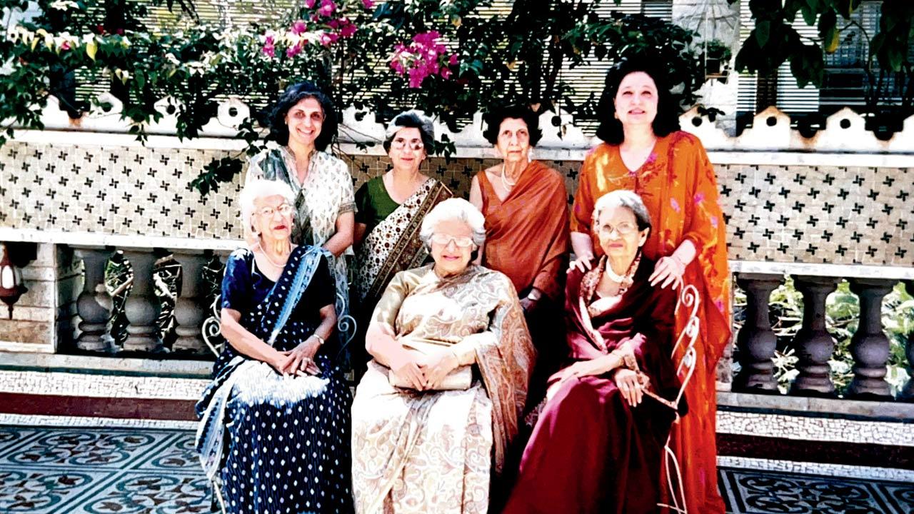 Line-up of some committee members: (standing from left) Delara Jejeebhoy, Pilloo Cooper, Silloo Mistri, Meher Amersey, (seated) Aimai Adenwalla, Eva Khambata and Mithoo Coorlawala