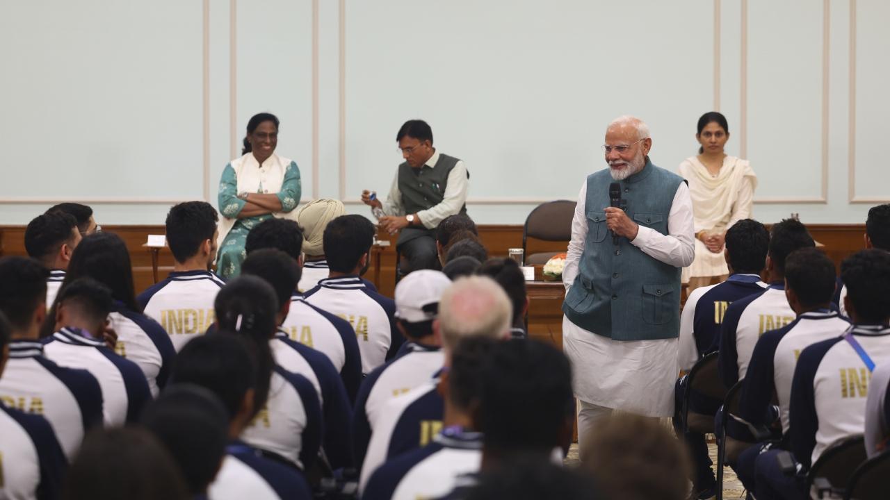 IN PHOTOS PM Modi meets Indian contingent for Paris Olympics 2024