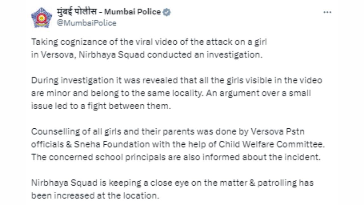 Mumbai Police's statement posted on X/ Screengrab