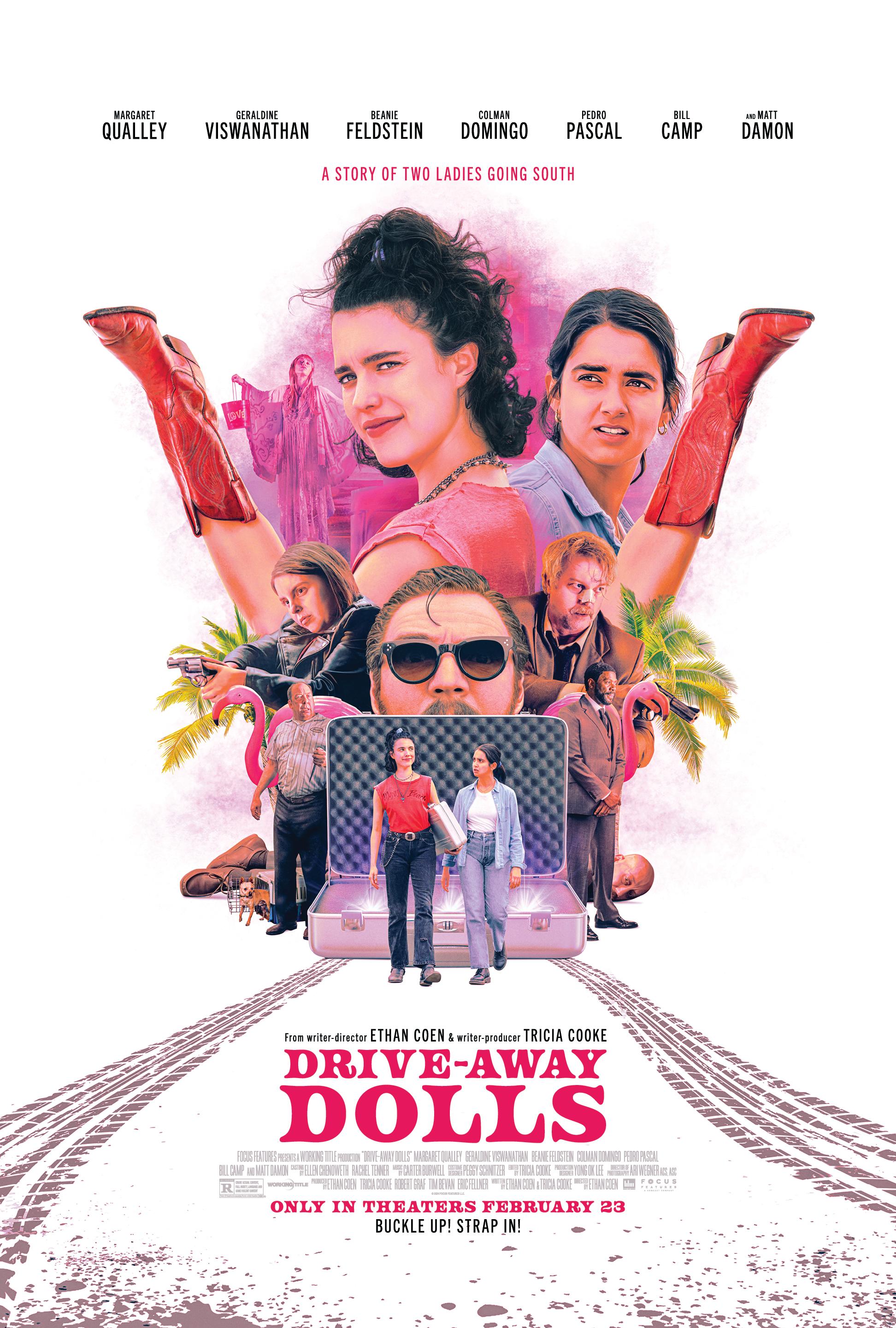 Drive-Away Dolls (August 23) - JioCinemaThis road-trip comedy follows Jamie (Margaret Qualley) and her reserved best friend Marian (Geraldine Viswanathan) as they set off on a spontaneous drive from Philadelphia to Tallahassee. Things take a wild turn when they unknowingly get involved with criminals chasing a hidden briefcase in their car. The film also stars Beanie Feldstein, Pedro Pascal, and Colman Domingo.