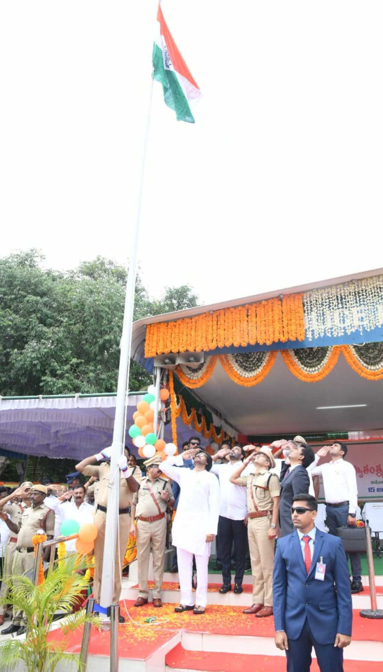 Pawan Kalyan attended a flag hoisting ceremony on Thursday