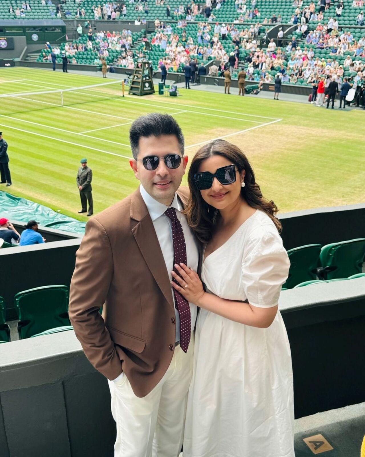 They recently attended the Wimbledon Finals, and posed stylishly in the stands, with Parineeti wearing a white crepe dress and Raghav looking sharp in a suit.