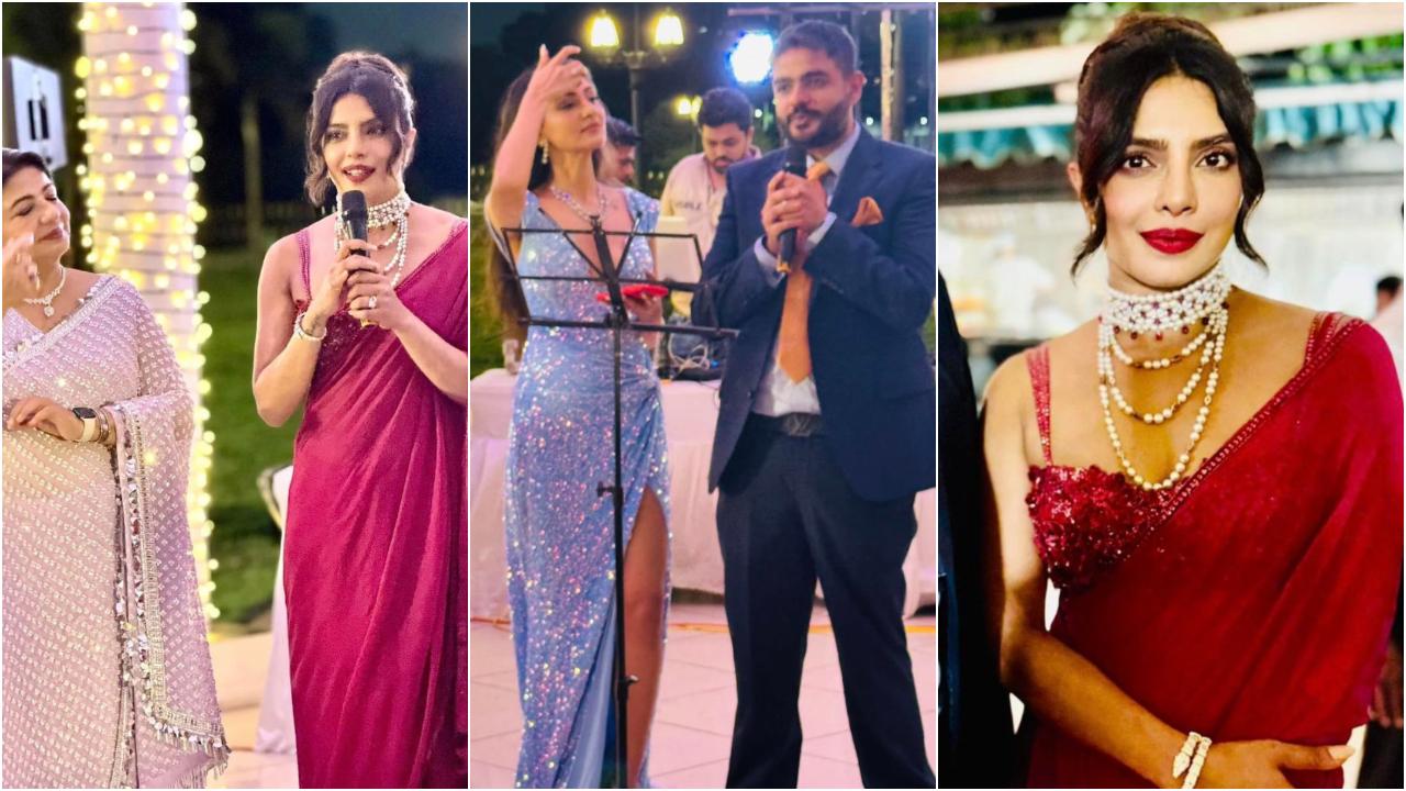 Priyanka Chopra is in Mumbai to attend the wedding festivities of her brother Siddharth to Neelam Upadhyaya. The actress was seen in a magenta coloured saree for the celebration.Read full story here
