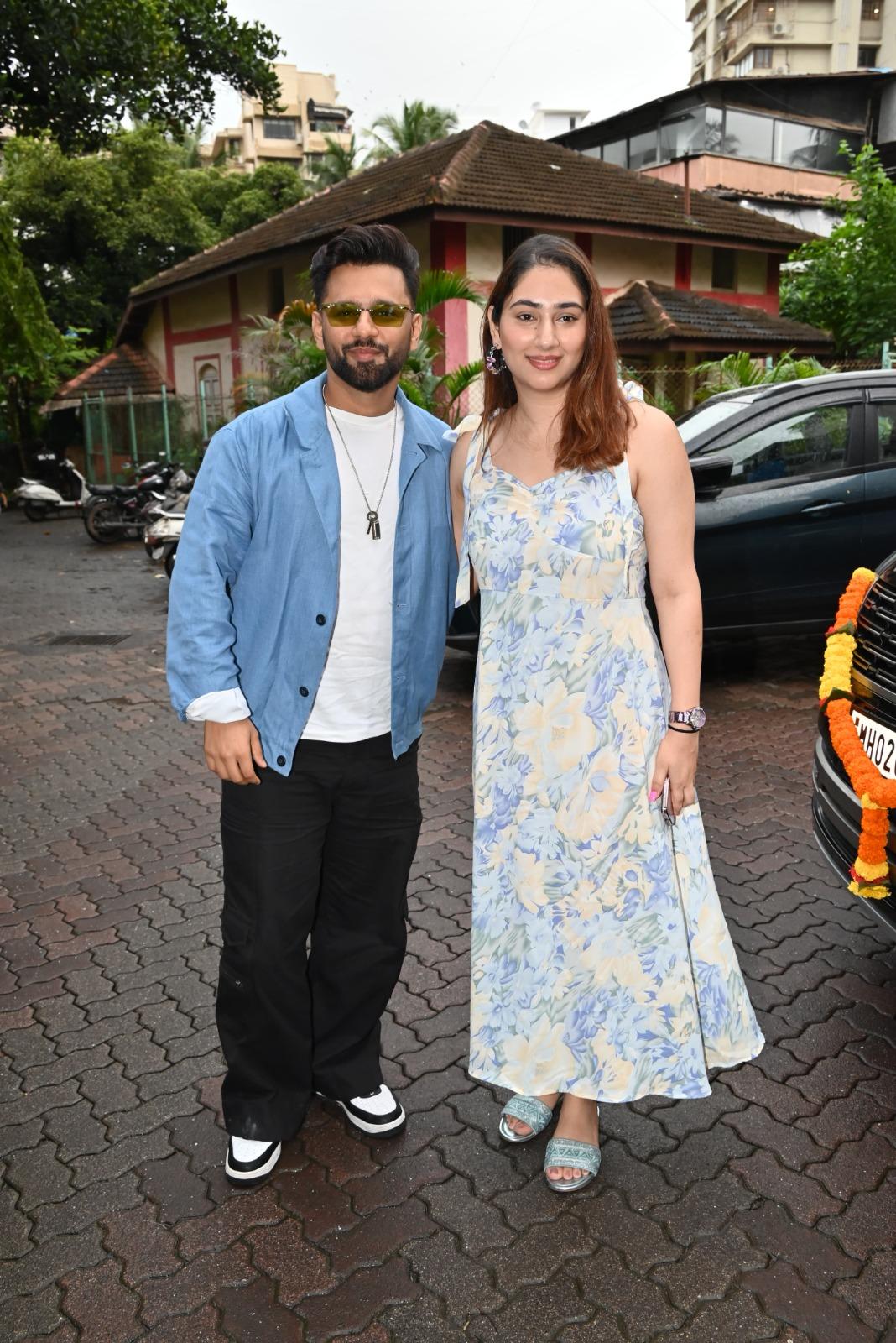 Rahul Vaidya and Disha Parmar spotted with their new car in the city