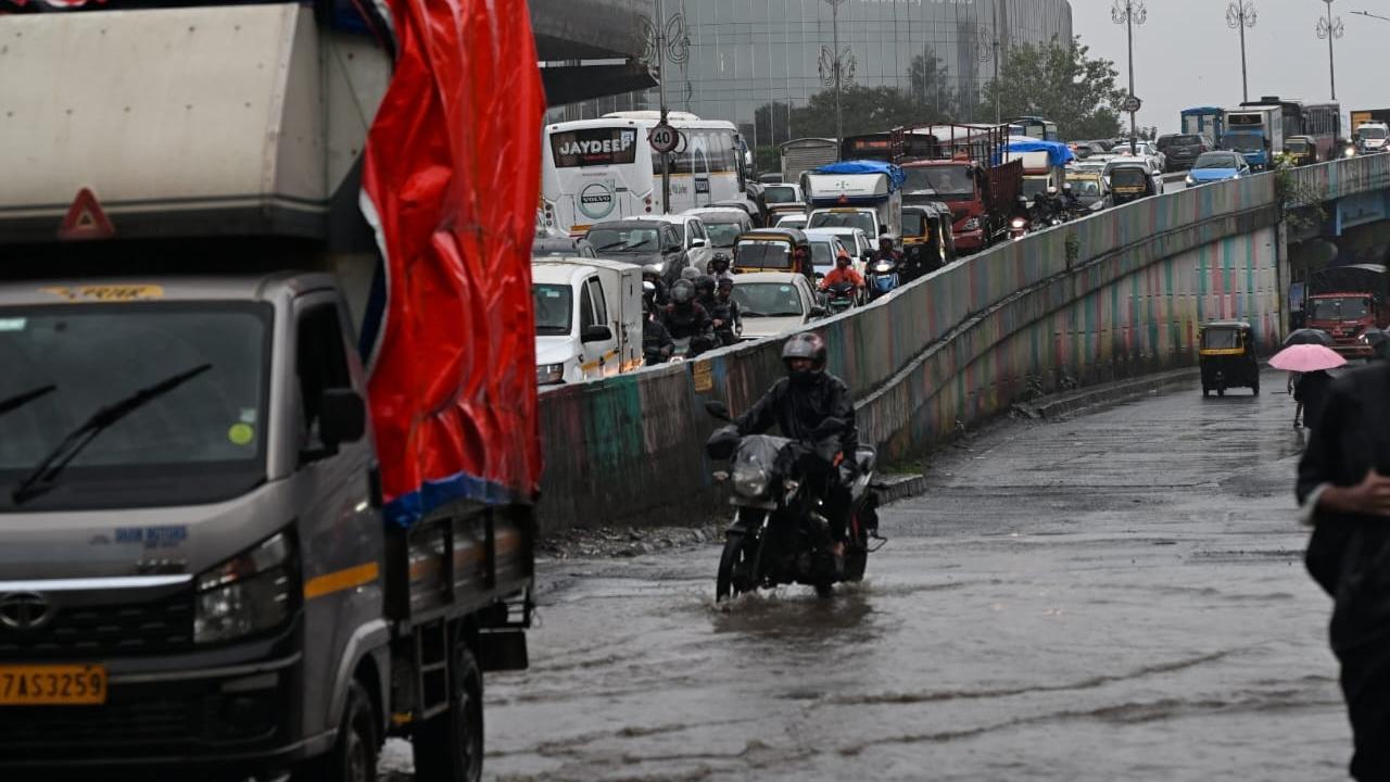 The city witnessed heavy rain on Saturday, resulting in traffic snarls caused by waterlogging in low-lying areas like Kurla, Mahim, Dadar, Sion, and Matunga 