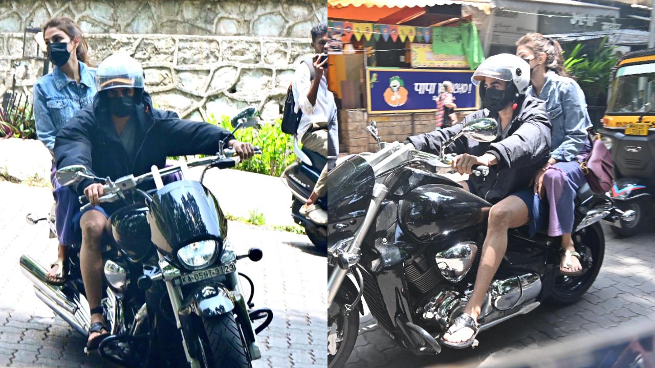 Rhea Chakraborty and rumoured boyfriend businessman Nikhil Kamath were spotted riding a bike in the city. The two have been reportedly dating for a while. Read full story here