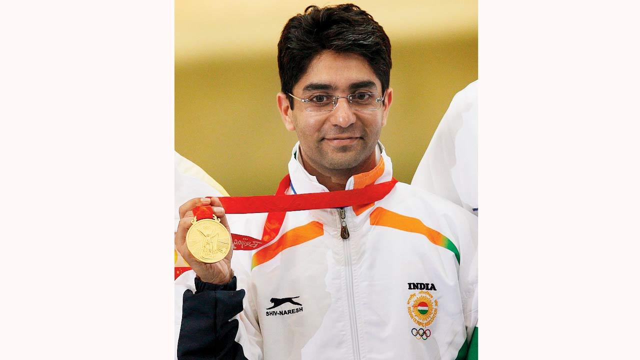 India’s first Olympic gold medallist Abhinav Bindra after winning the men’s 10m air rifle shooting finals for the 2008 Beijing Olympic Games. Pic/Getty Images