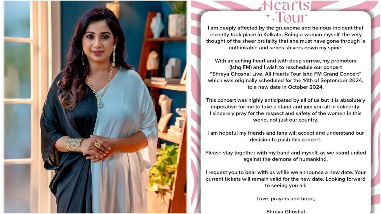 Shreya Ghoshal postpones Kolkata concert over RG Kar rape-murder