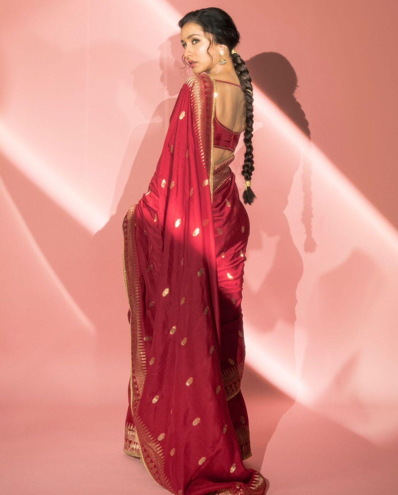 At the trailer launch of 'Stree 2,' Shraddha wore a red silk saree with intricate golden weaves and a 'kinari' border. This piece of elegance was a nod to the film's theme, and Shraddha carried it with grace, proving that no other colour could define 'Stree' like red