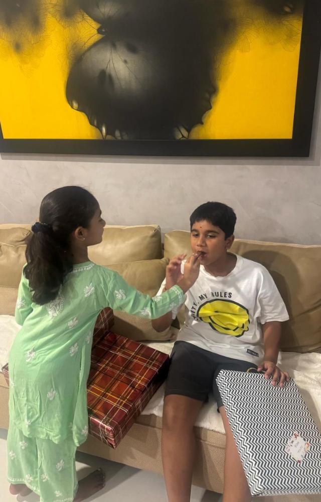 Actor Allu Arjun`s kids celebrat rakhi