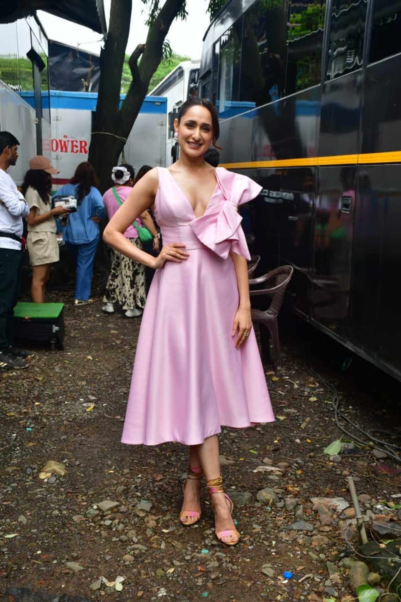 Pragya Jaiswal on the sets of Bigg Boss Marathi to promote Khel Khel Mein
