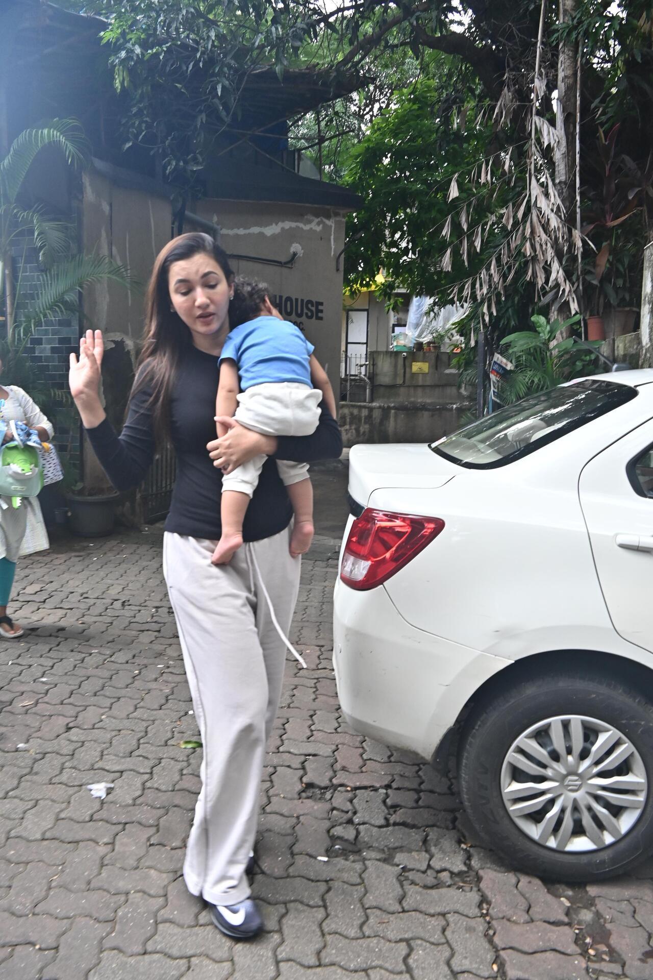 Gauahar Khan spotted with her baby boy