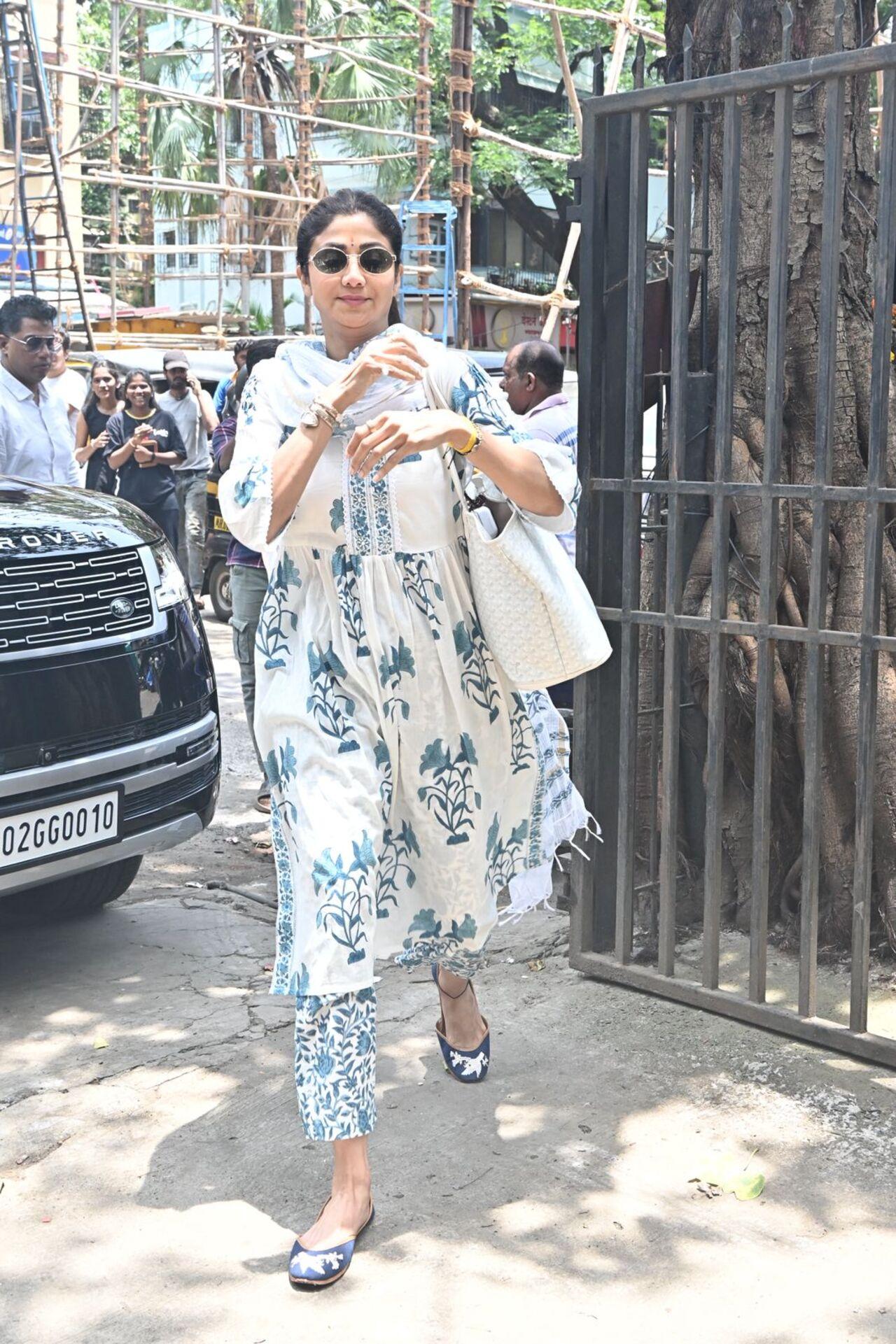 Shilpa Shetty was spotted in the city in a simple and elegant suit