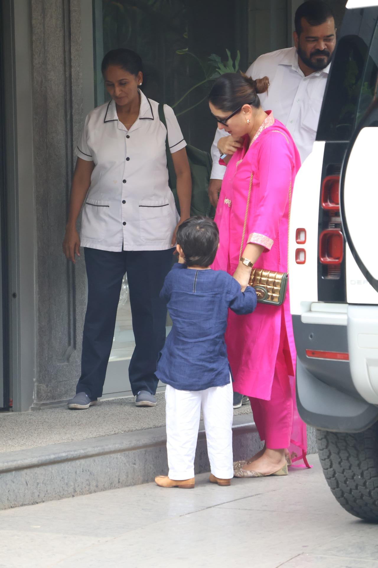 Kareena Kapoor with Jeh at Randhir Kapoor's house for Rakhi celebration