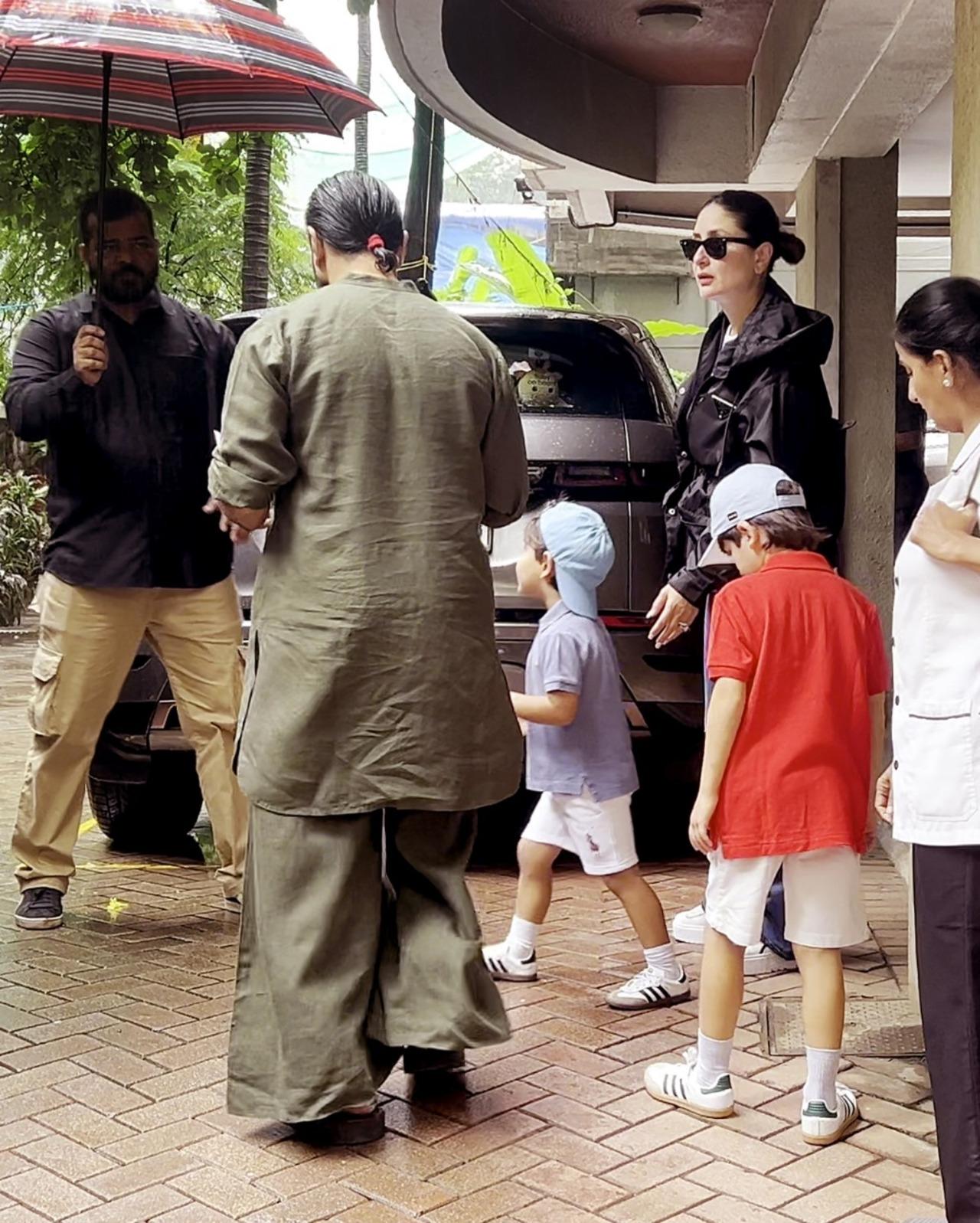 Saif Ali Khan and Kareena Kapoor spotted outside their house with their kids- Taimur and Jeh