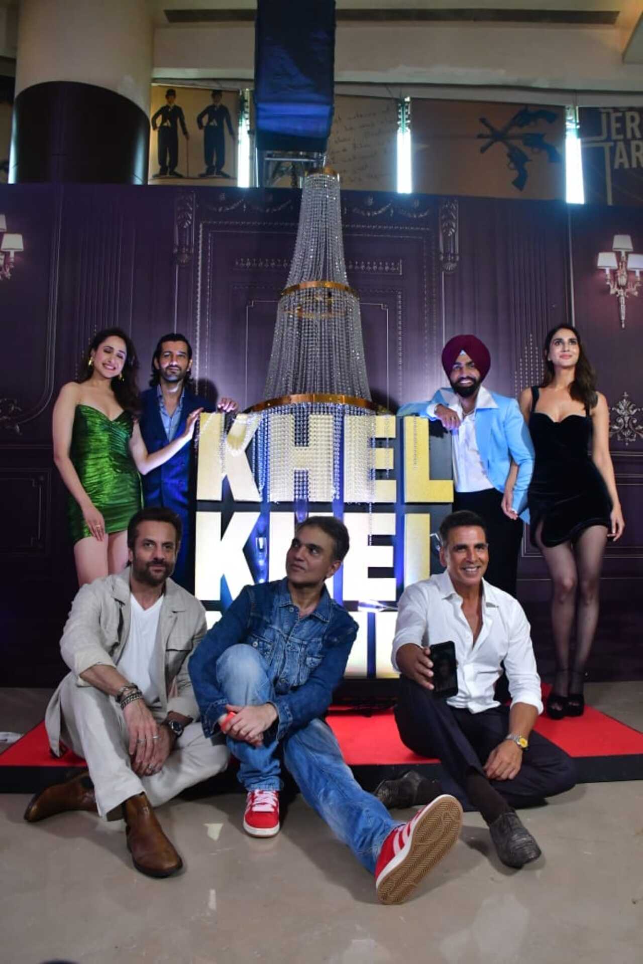 The team of Khel Khel Mein assembled together on Friday morning for the trailer launch of their film