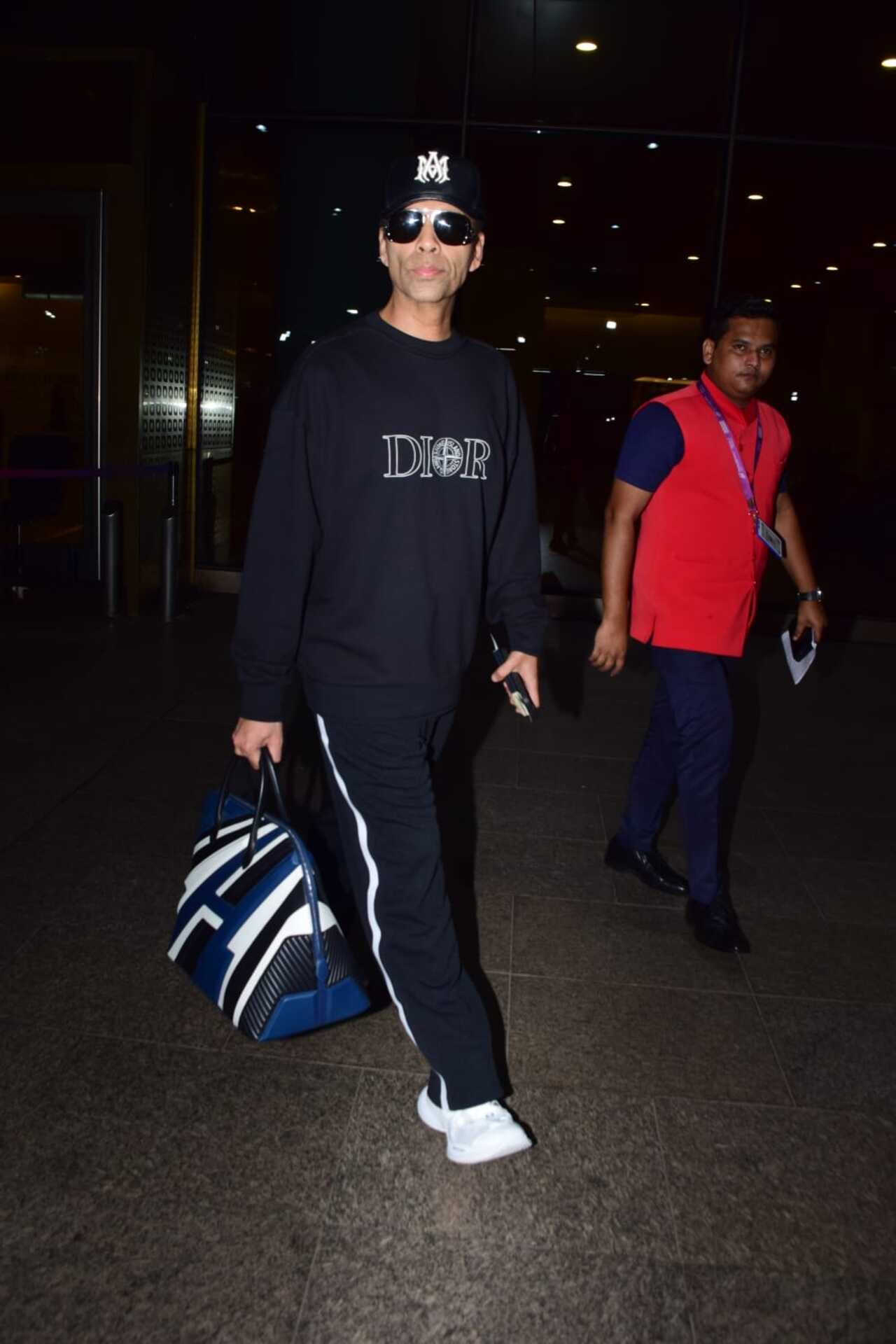 Karan Johar was seen in athleisure wear at the airport