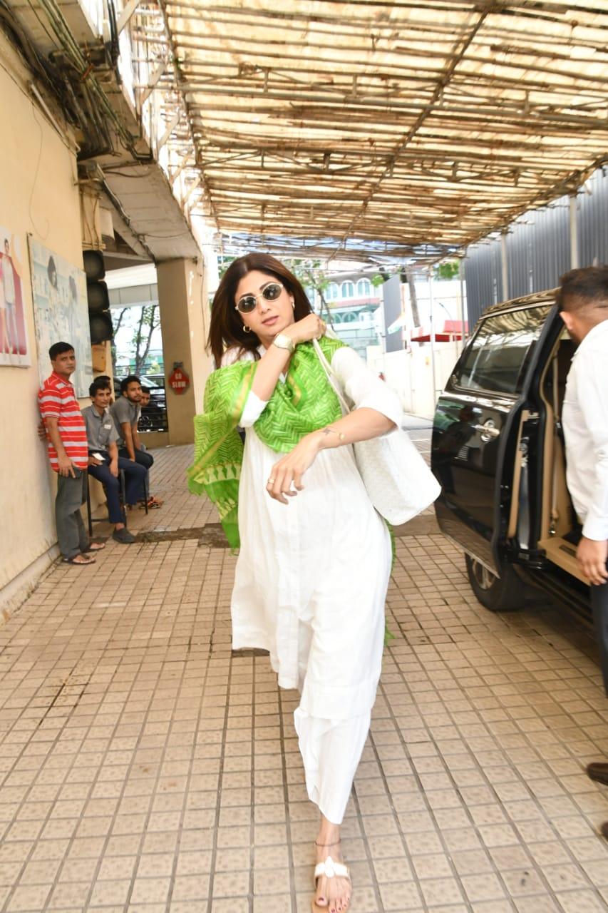 Shilpa Shetty was clicked in Indian attire today