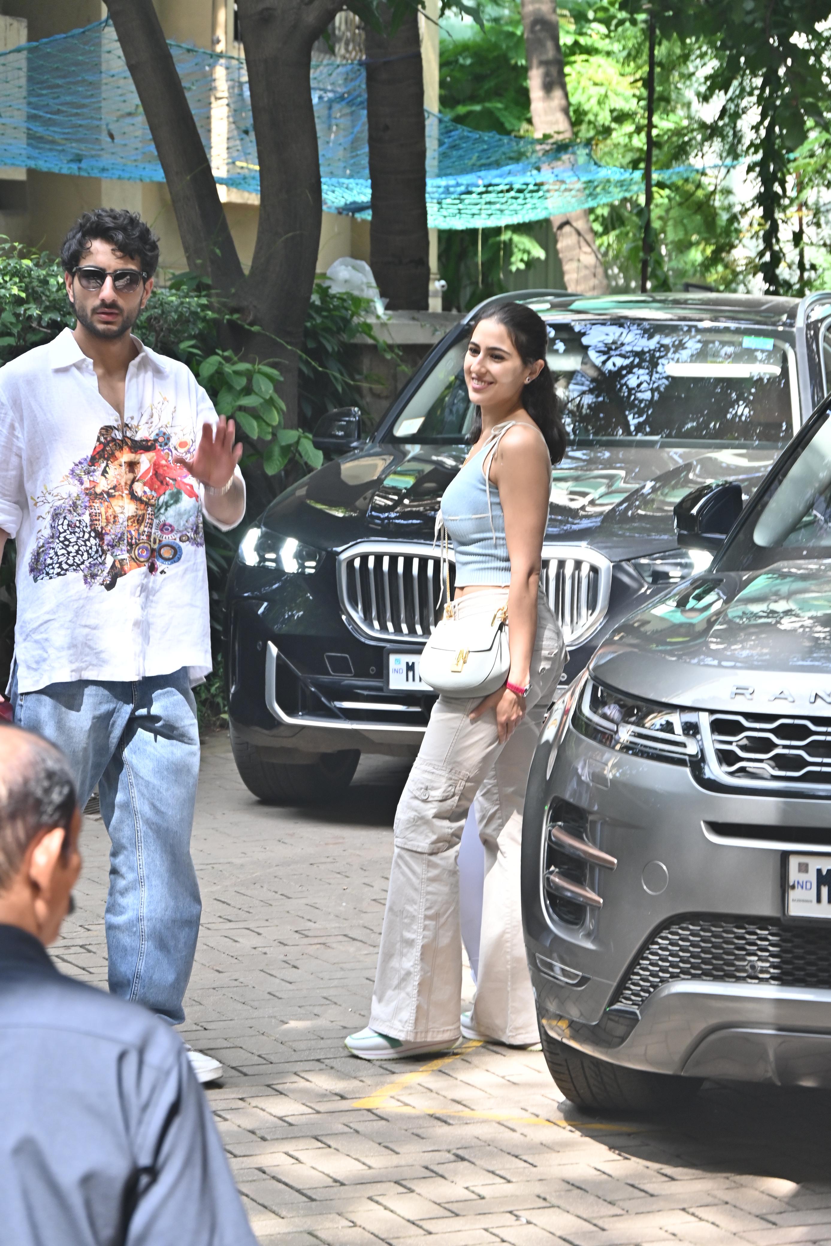 Ibrahim's next destination was his father's house which he visited along with his elder sister Sara Ali Khan
