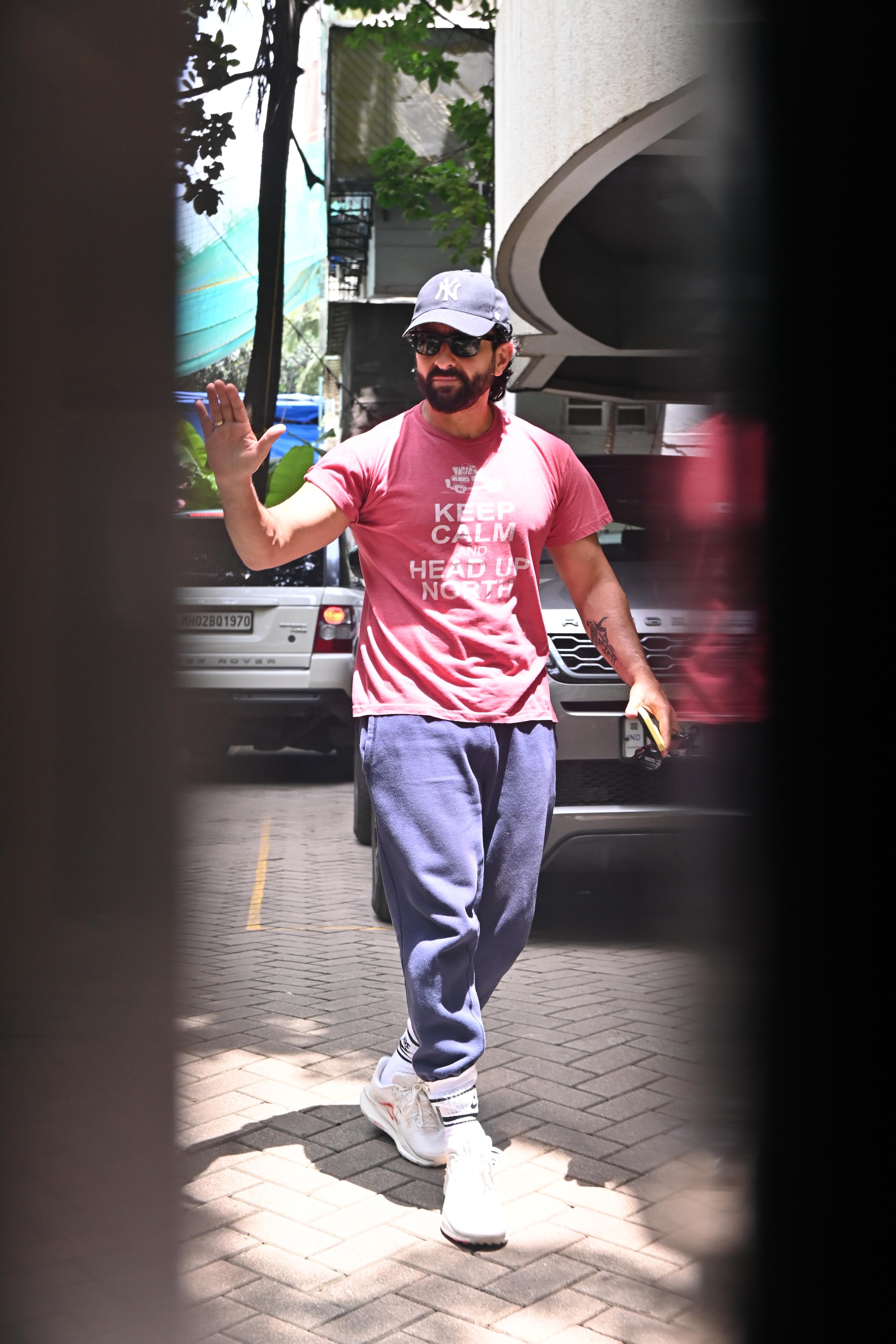 Saif Ali Khan, the birthday boy, was clicked at his residence today