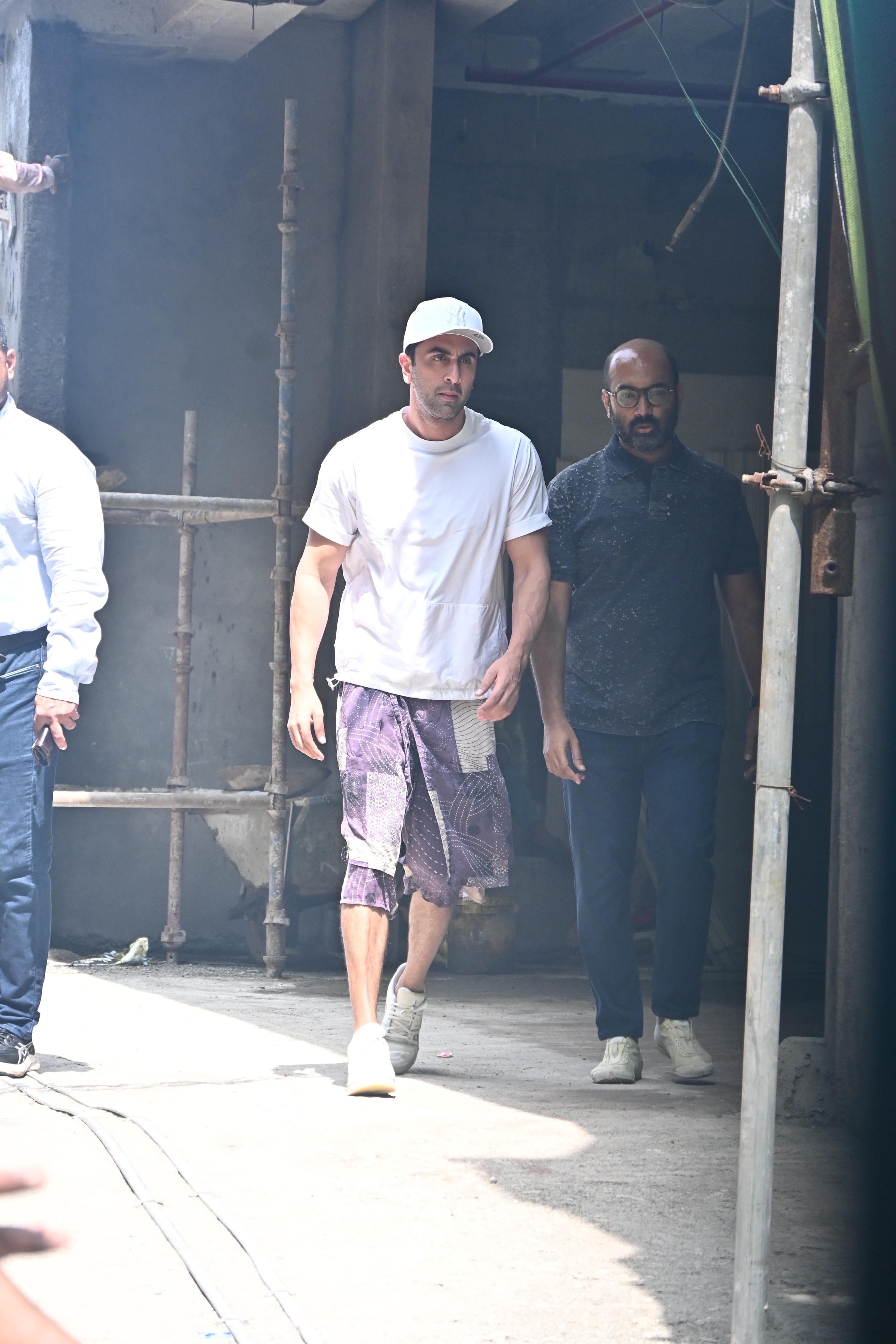 Ranbir Kapoor looked like serious business as he inspected their under-construction house