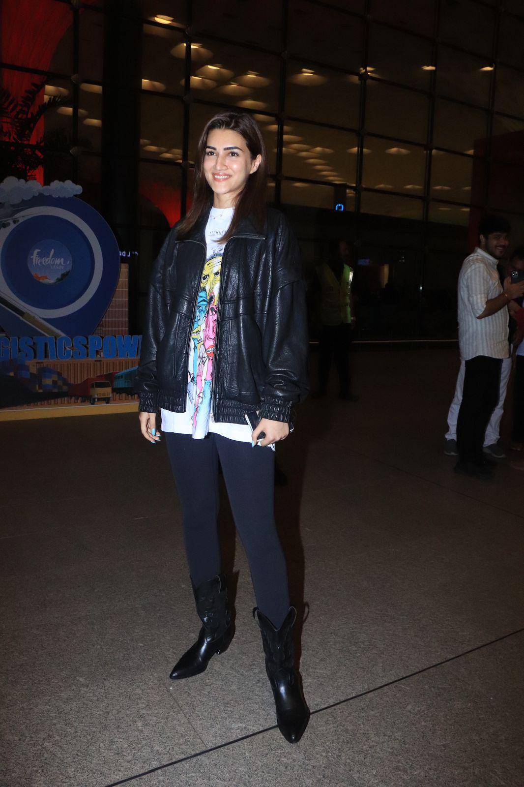 Kriti Sanon looked comfy and cool at the Mumbai airport in the morrning