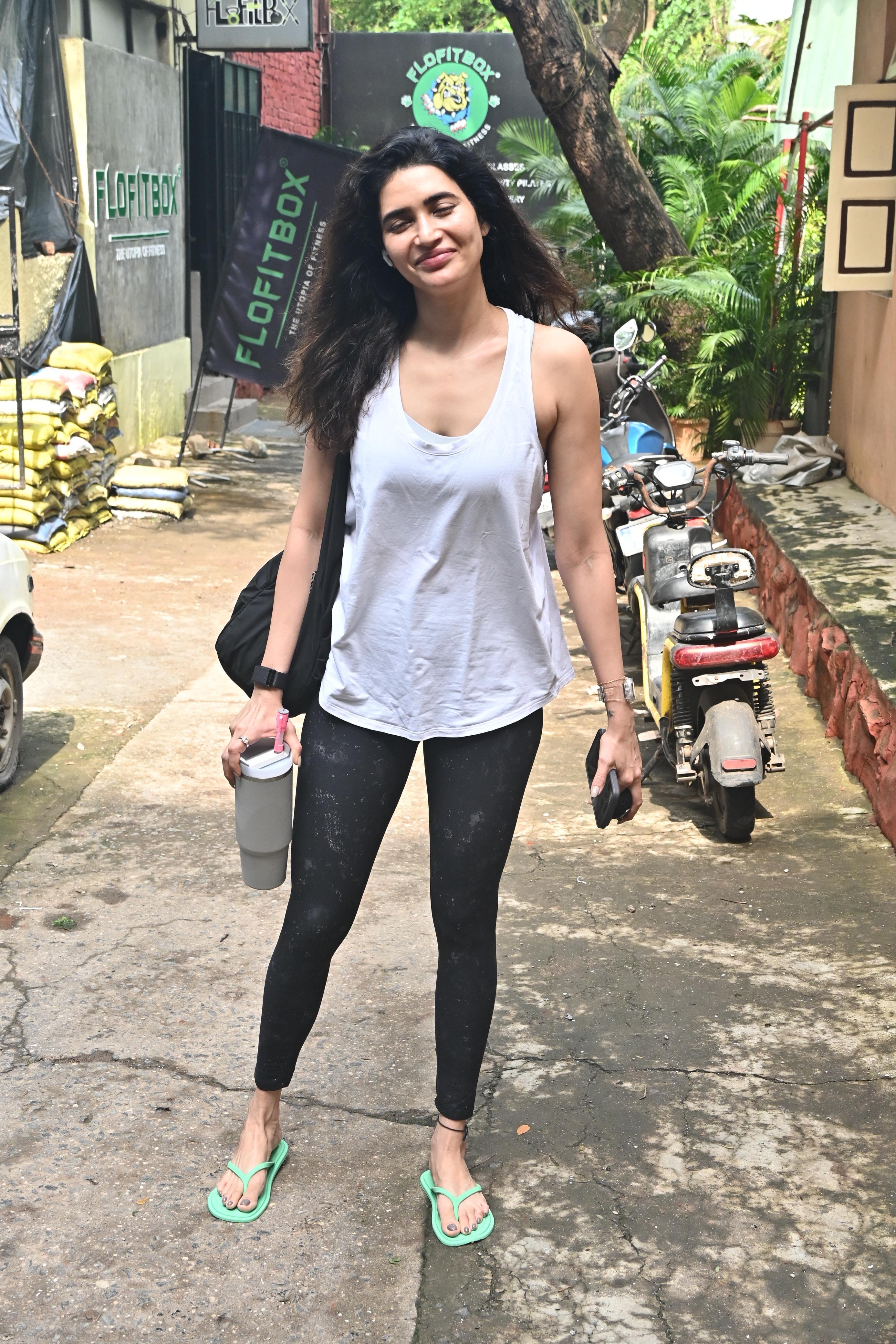 Karishma Tanna was spotted at a gym in Bandra looking fit and fabulous