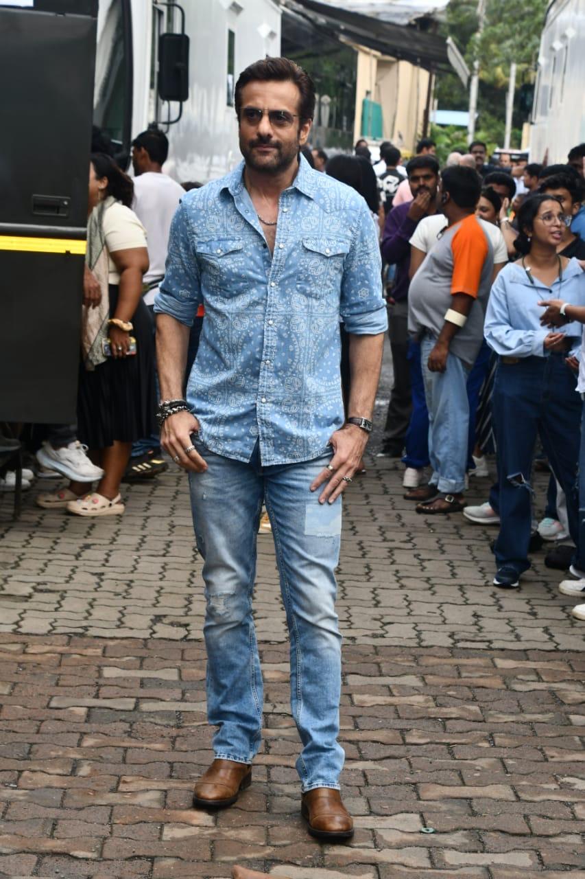 Fardeen Khan matched in all blue as he posed for the cameras