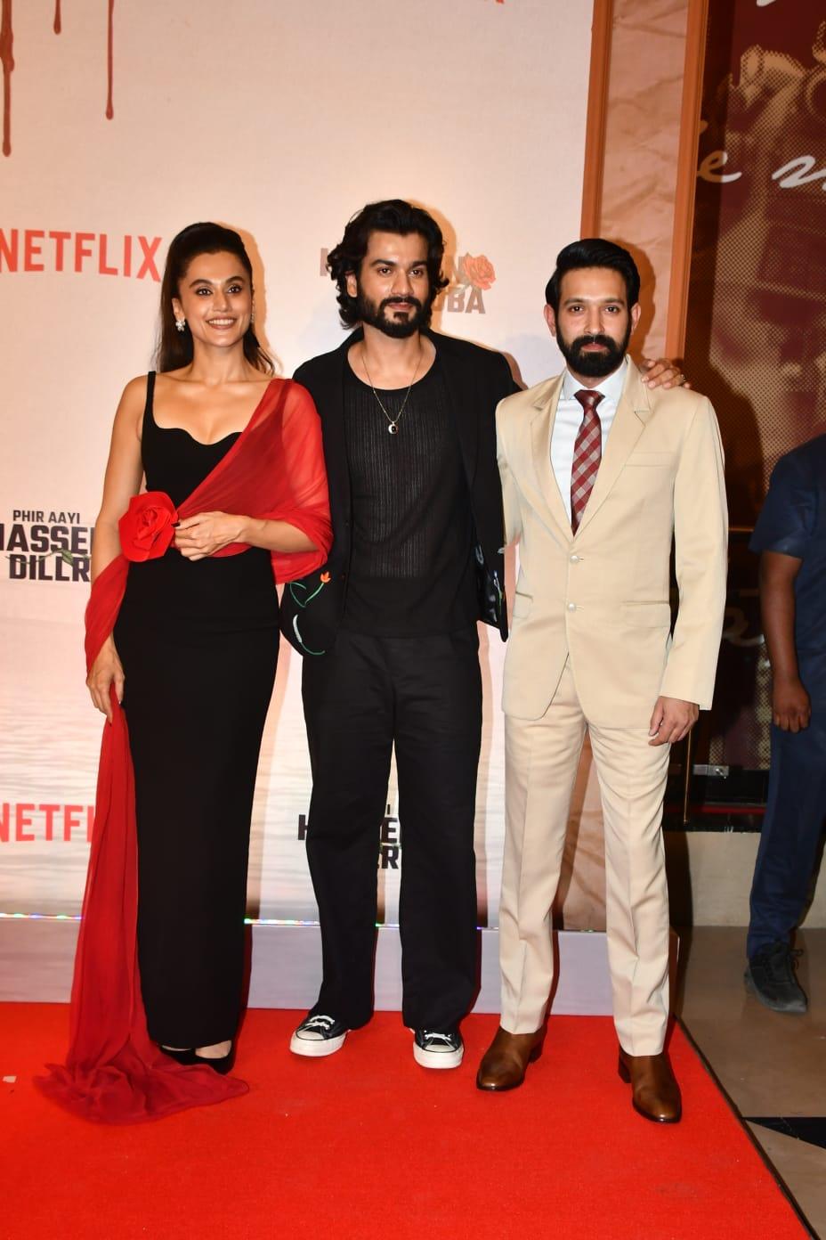 Taapsee Pannu, Vikrant Massey and Sunny Kaushal arrived for the screening of Phir Aayi Hasseen Dillruba